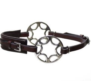 Star Wheel Hackamore  Brown Stainless Leather